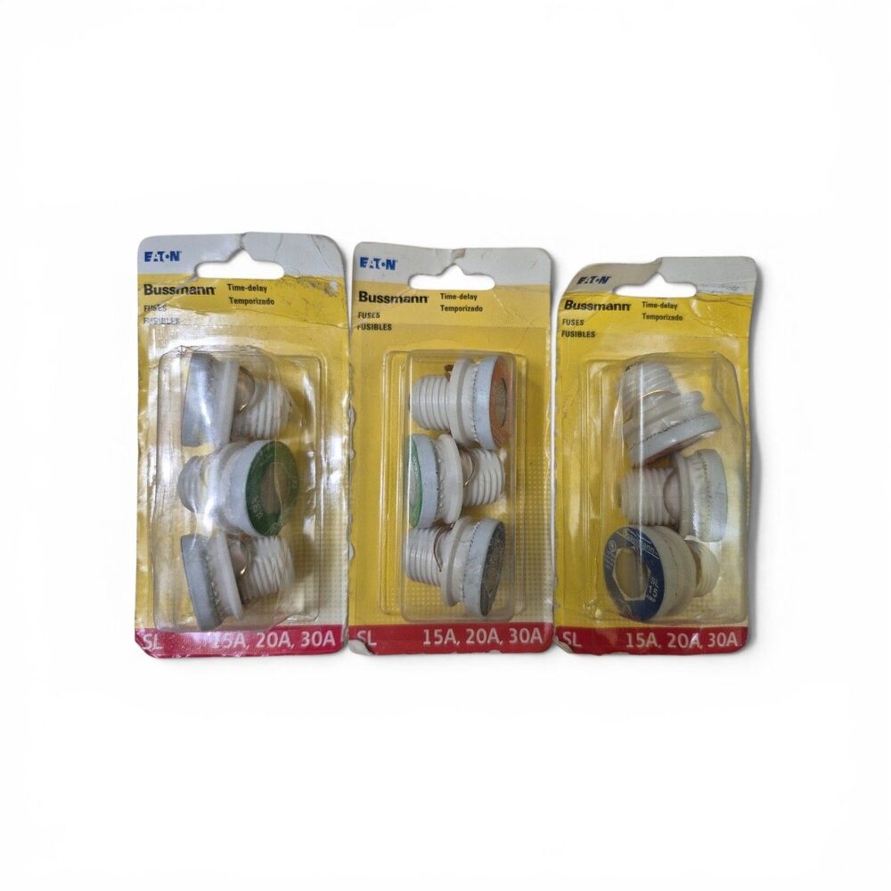 EATON BUSSMAN FUSES 3 PACK, SL 15A, 20A, & 30A. BP/SL-A, LOT OF 3 NEW